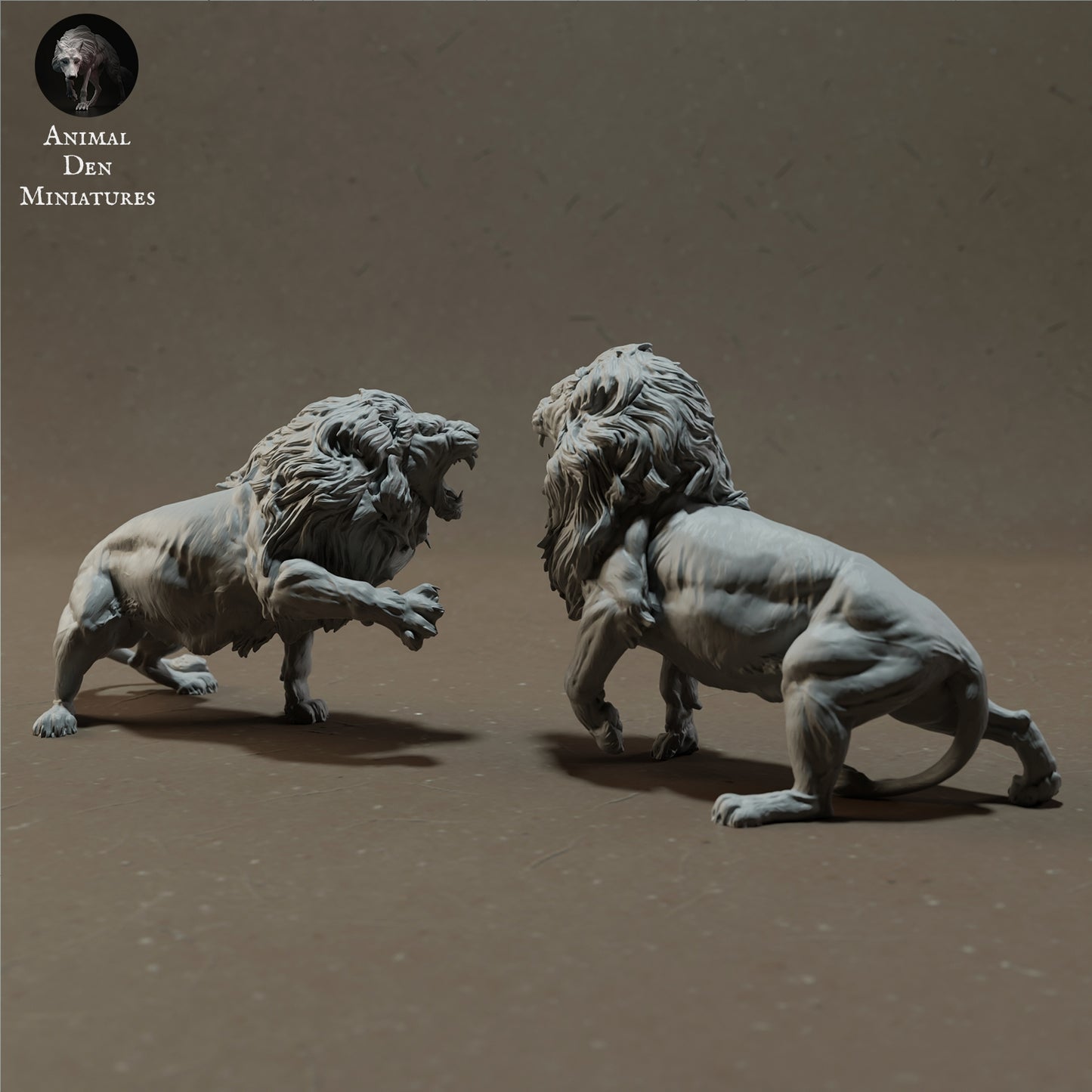 Fighting lion set - white ready to paint