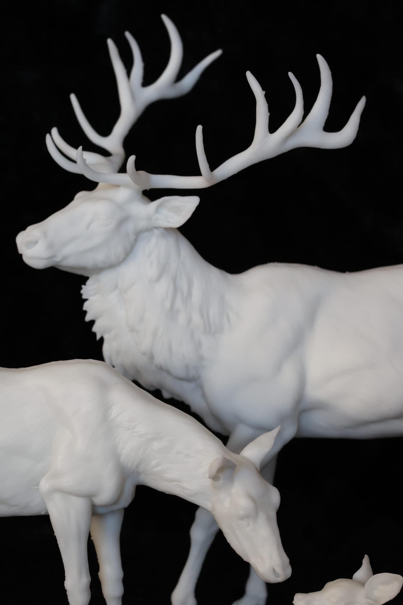 Red deer set of 3 - white ready to paint