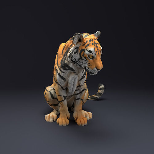 Sitting Tiger - White ready to paint